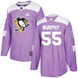 Men's Adidas Pittsburgh Penguins #55 Larry Murphy Authentic Purple Fights Cancer Practice NHL Jersey