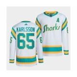 Men's San Jose Sharks #65 Erik Karlsson White 2022 Reverse Retro Stitched Jersey