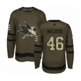 Men's San Jose Sharks #46 Nicolas Meloche Authentic Green Salute to Service Hockey Jersey