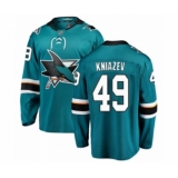 Youth San Jose Sharks #49 Artemi Kniazev Fanatics Branded Teal Green Home Breakaway Hockey Jersey