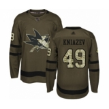 Youth San Jose Sharks #49 Artemi Kniazev Authentic Green Salute to Service Hockey Jersey