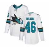 Youth San Jose Sharks #46 Nicolas Meloche Authentic White Away Hockey Jersey