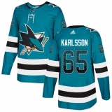 Men's Adidas San Jose Sharks #65 Erik Karlsson Authentic Teal Drift Fashion NHL Jersey