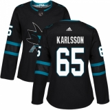 Women's Adidas San Jose Sharks #65 Erik Karlsson Premier Black Alternate NHL Jersey