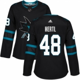 Women's Adidas San Jose Sharks #48 Tomas Hertl Premier Black Alternate NHL Jersey