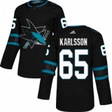 Youth Adidas San Jose Sharks #65 Erik Karlsson Premier Black Alternate NHL Jersey