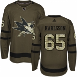 Youth Adidas San Jose Sharks #65 Erik Karlsson Premier Teal Green Home NHL Jersey
