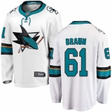 Men's San Jose Sharks #61 Justin Braun Fanatics Branded White Away Breakaway NHL Jersey