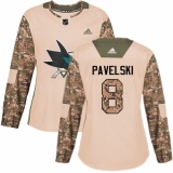 Women's Adidas San Jose Sharks #8 Joe Pavelski Authentic Camo Veterans Day Practice NHL Jersey