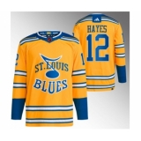 Men's St. Louis Blues #12 Kevin Hayes Yellow 2022-23 Reverse Retro Stitched Jersey