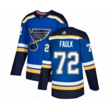 Men's St. Louis Blues #72 Justin Faulk Authentic Royal Blue Home Hockey Jersey