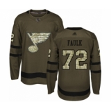 Men's St. Louis Blues #72 Justin Faulk Authentic Green Salute to Service Hockey Jersey