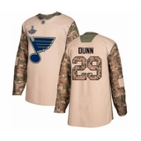 Men's St. Louis Blues #29 Vince Dunn Authentic Camo Veterans Day Practice 2019 Stanley Cup Champions Hockey Jersey