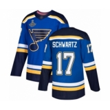 Youth St. Louis Blues #17 Jaden Schwartz Authentic Royal Blue Home 2019 Stanley Cup Champions Hockey Jersey
