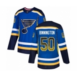 Men's St. Louis Blues #50 Jordan Binnington Authentic Blue Drift Fashion Hockey Jersey