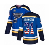 Youth St. Louis Blues #31 Chad Johnson Authentic Blue USA Flag Fashion 2019 Stanley Cup Final Bound Hockey Jersey