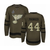 Youth St. Louis Blues #44 Chris Pronger Authentic Green Salute to Service 2019 Stanley Cup Final Bound Hockey Jersey