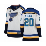 Women's St. Louis Blues #20 Alexander Steen Fanatics Branded White Away Breakaway 2019 Stanley Cup Final Bound Hockey Jersey