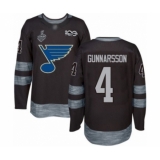 Men's St. Louis Blues #4 Carl Gunnarsson Authentic Black 1917-2017 100th Anniversary 2019 Stanley Cup Final Bound Hockey Jersey