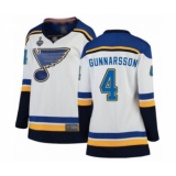 Women's St. Louis Blues #4 Carl Gunnarsson Fanatics Branded White Away Breakaway 2019 Stanley Cup Final Bound Hockey Jersey