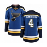 Women's St. Louis Blues #4 Carl Gunnarsson Fanatics Branded Royal Blue Home Breakaway 2019 Stanley Cup Final Bound Hockey Jersey