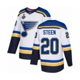 Youth St. Louis Blues #20 Alexander Steen Authentic White Away 2019 Stanley Cup Final Bound Hockey Jersey