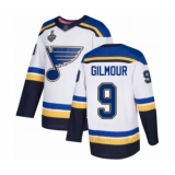 Youth St. Louis Blues #9 Doug Gilmour Authentic White Away 2019 Stanley Cup Final Bound Hockey Jersey