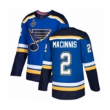 Youth St. Louis Blues #2 Al Macinnis Authentic Royal Blue Home 2019 Stanley Cup Final Bound Hockey Jersey
