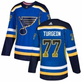 Men's Adidas St. Louis Blues #77 Pierre Turgeon Authentic Blue Drift Fashion NHL Jersey