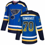 Men's Adidas St. Louis Blues #70 Oskar Sundqvist Authentic Blue Drift Fashion NHL Jersey