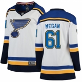 Women's St. Louis Blues #61 Wade Megan Fanatics Branded White Away Breakaway NHL Jerse