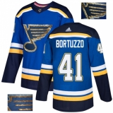 Men's Adidas St. Louis Blues #41 Robert Bortuzzo Authentic Royal Blue Fashion Gold NHL Jersey