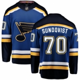 Men's St. Louis Blues #70 Oskar Sundqvist Fanatics Branded Royal Blue Home Breakaway NHL Jersey