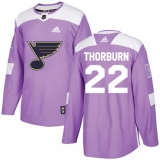 Men's Adidas St. Louis Blues #22 Chris Thorburn Authentic Purple Fights Cancer Practice NHL Jersey