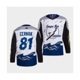 Men's Tampa Bay Lightning #81 Erik Cernak White 2022 Reverse Retro Stitched Jersey