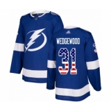 Men's Tampa Bay Lightning #31 Scott Wedgewood Authentic Blue USA Flag Fashion Hockey Jersey