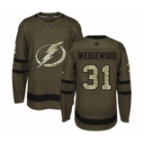 Men's Tampa Bay Lightning #31 Scott Wedgewood Authentic Green Salute to Service Hockey Jersey