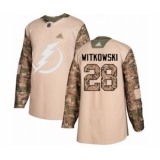 Men's Tampa Bay Lightning #28 Luke Witkowski Authentic Camo Veterans Day Practice Hockey Jersey