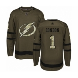 Men's Tampa Bay Lightning #1 Mike Condon Authentic Green Salute to Service Hockey Jersey