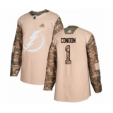 Men's Tampa Bay Lightning #1 Mike Condon Authentic Camo Veterans Day Practice Hockey Jersey