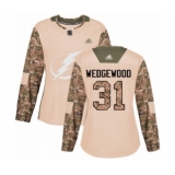 Women's Tampa Bay Lightning #31 Scott Wedgewood Authentic Camo Veterans Day Practice Hockey Jersey