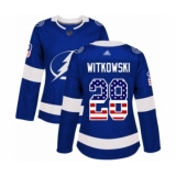 Women's Tampa Bay Lightning #28 Luke Witkowski Authentic Blue USA Flag Fashion Hockey Jersey