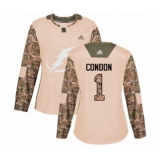 Women's Tampa Bay Lightning #1 Mike Condon Authentic Camo Veterans Day Practice Hockey Jersey