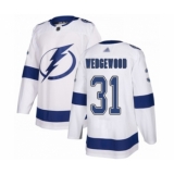 Youth Tampa Bay Lightning #31 Scott Wedgewood Authentic White Away Hockey Jersey