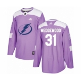 Youth Tampa Bay Lightning #31 Scott Wedgewood Authentic Purple Fights Cancer Practice Hockey Jersey