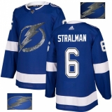 Men's Adidas Tampa Bay Lightning #6 Anton Stralman Authentic Royal Blue Fashion Gold NHL Jersey
