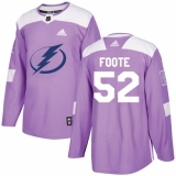 Youth Adidas Tampa Bay Lightning #52 Callan Foote Authentic Purple Fights Cancer Practice NHL Jersey