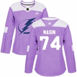 Women's Adidas Tampa Bay Lightning #74 Dominik Masin Authentic Purple Fights Cancer Practice NHL Jersey