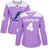 Women's Adidas Tampa Bay Lightning #4 Vincent Lecavalier Authentic Purple Fights Cancer Practice NHL Jersey
