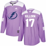 Men's Adidas Tampa Bay Lightning #17 Alex Killorn Authentic Purple Fights Cancer Practice NHL Jersey